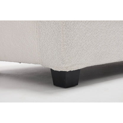 Divano moderno a 3 posti in tessuto bianco da 88,4'' con cuscini dello schienale rimovibili e struttura in legno massello