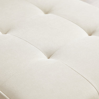 Divano trasformabile a L in lino bianco 94,5 con chaise longue destra, cuscini in schiuma e organizer portaoggetti