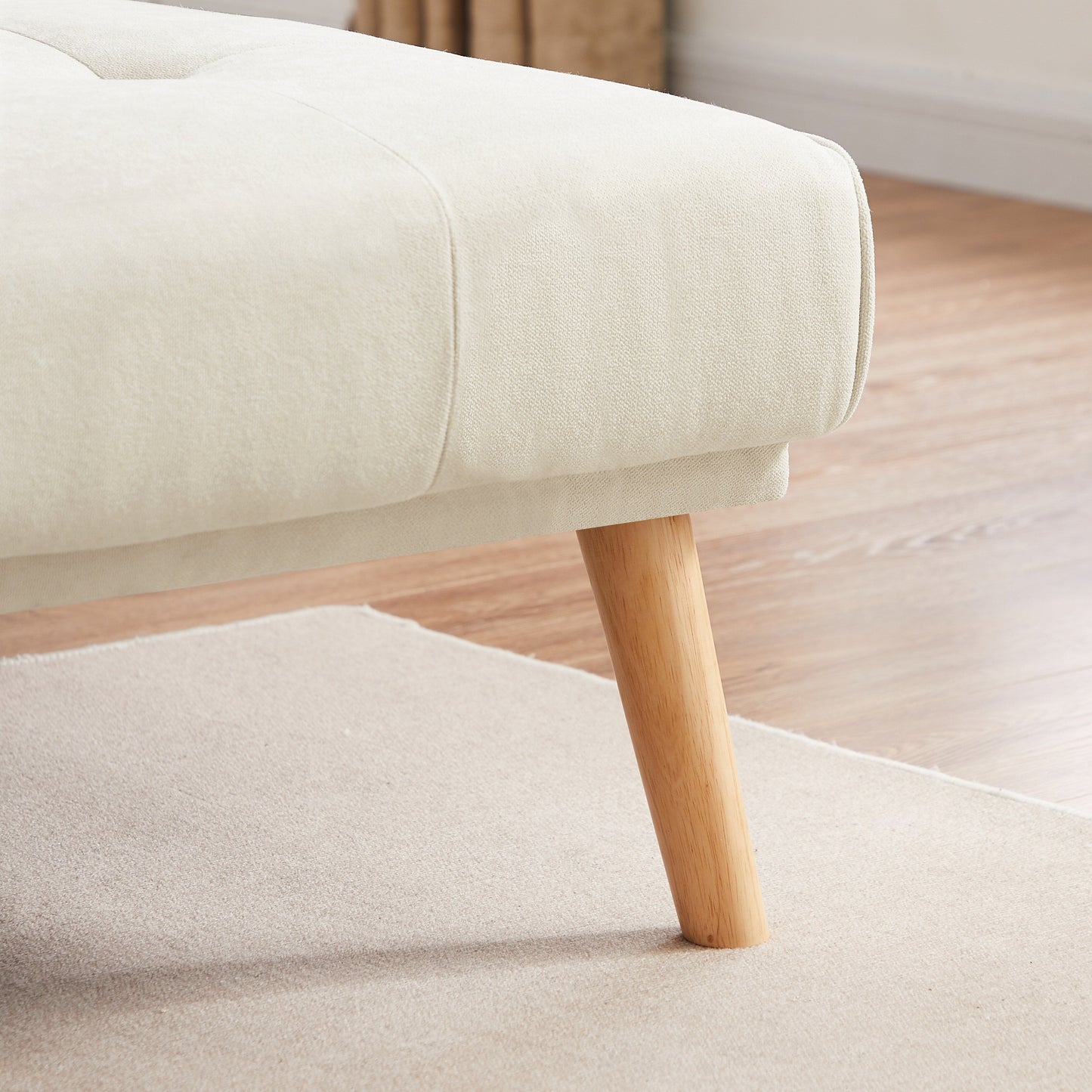 Divano componibile in lino bianco da 94,5'' con chaise longue destra, cuscini in schiuma e tasca portaoggetti