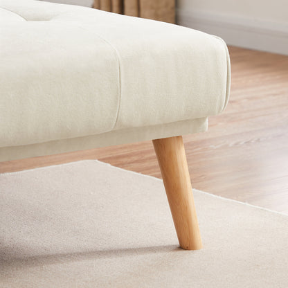 Divano componibile in lino bianco da 94,5'' con chaise longue destra, cuscini in schiuma e tasca portaoggetti