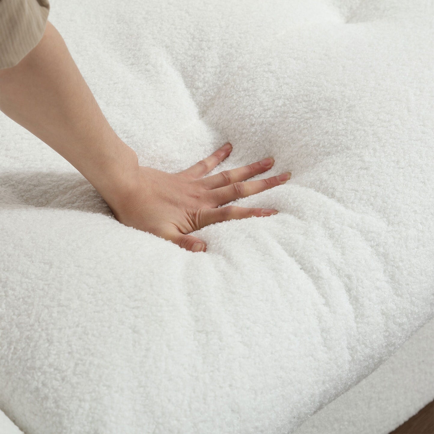 Divano in tessuto bianco da 96,46'' con comodo design imbottito e piedini in plastica