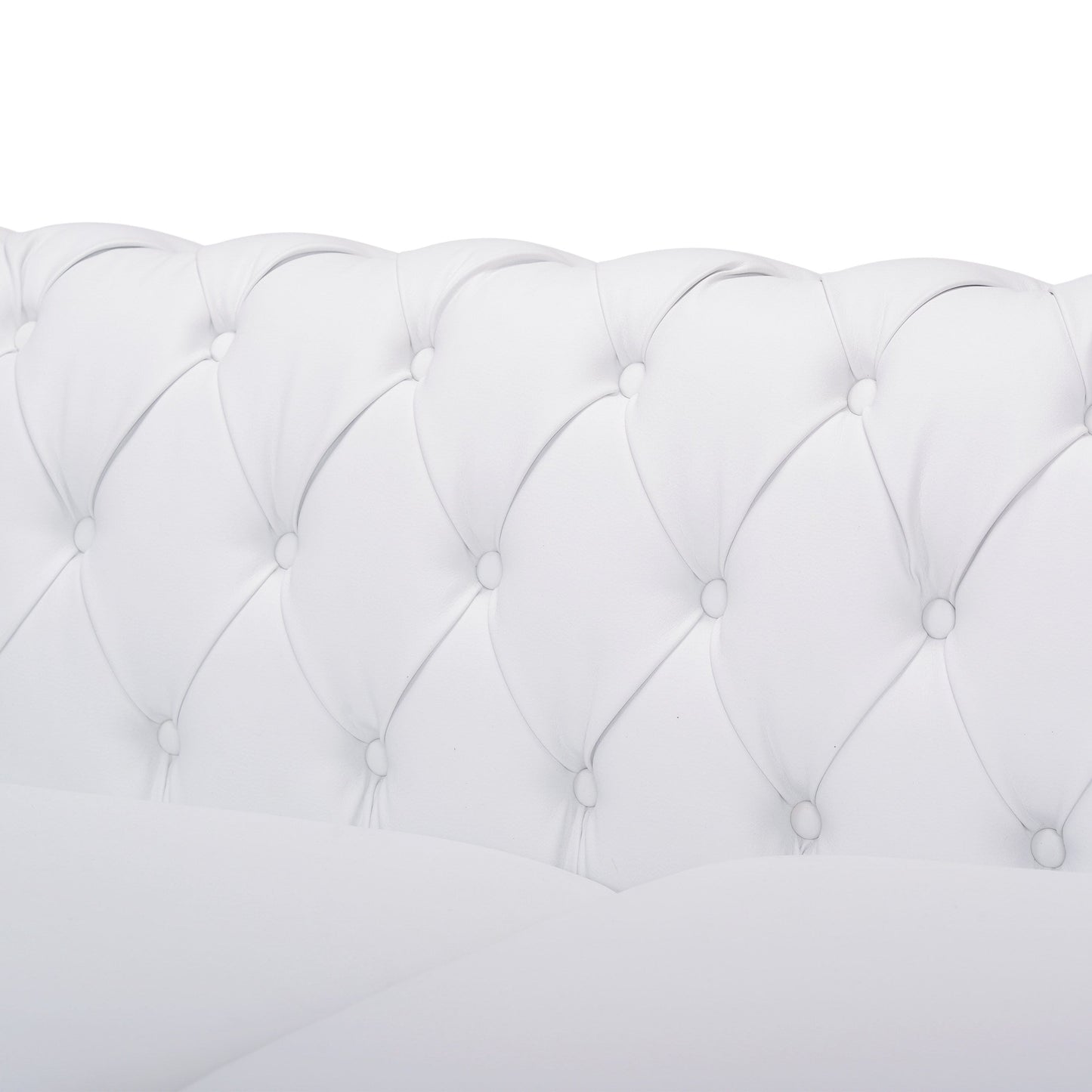 Divano Chesterfield bianco a 3 posti con capitonné e borchie