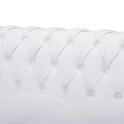 Divano Chesterfield bianco a 3 posti con capitonné e borchie