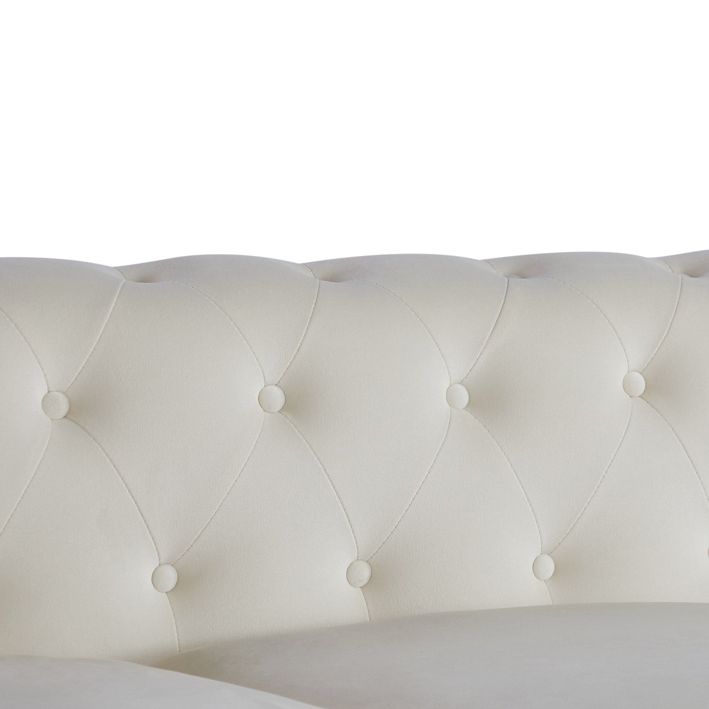 Divano Chesterfield bianco a 3 posti con borchie e cuscini, imbottito e trapuntato, 74,5 bottoni, per soggiorno