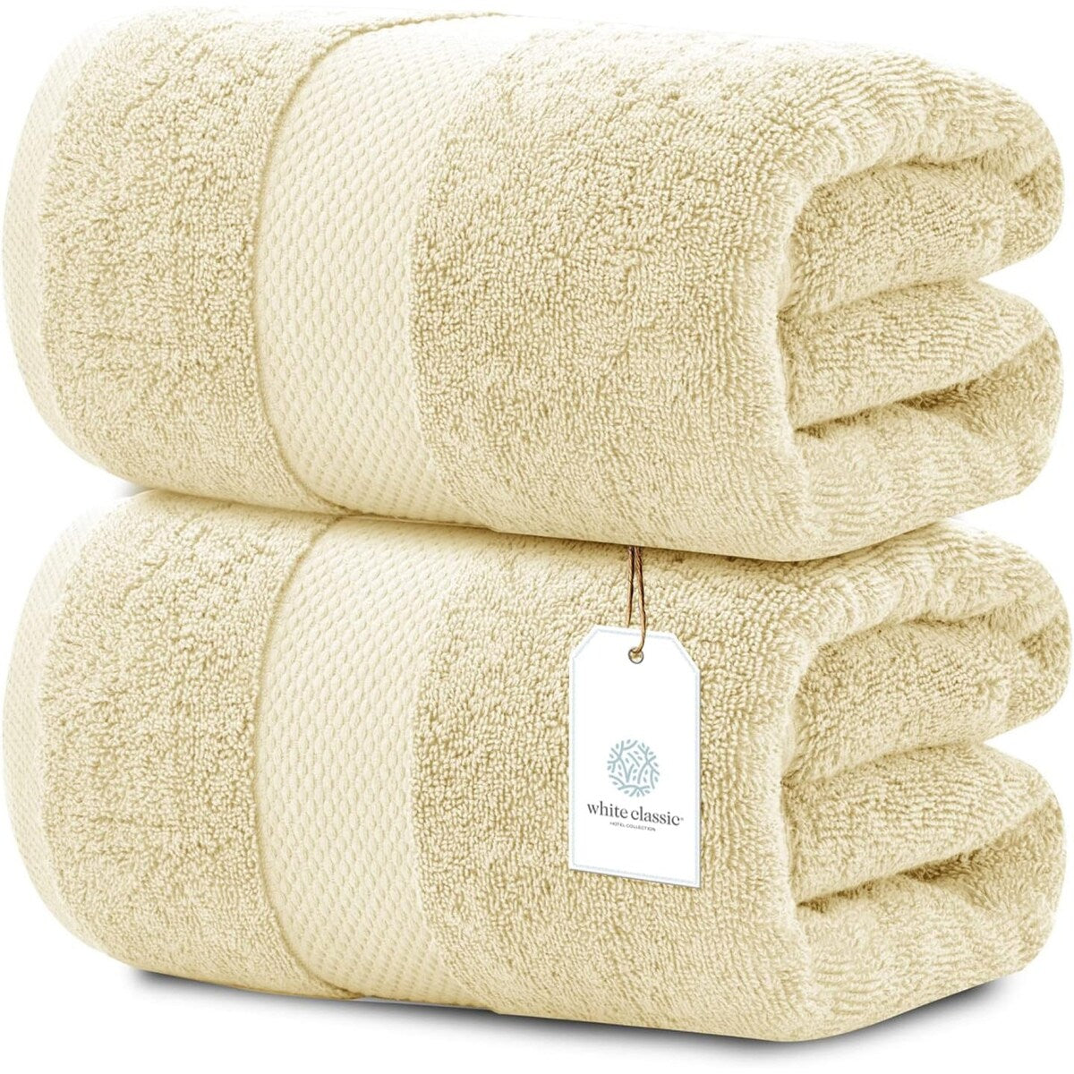 Asciugamano da bagno oversize in cotone di lusso classico bianco 35x70 - Set di 2