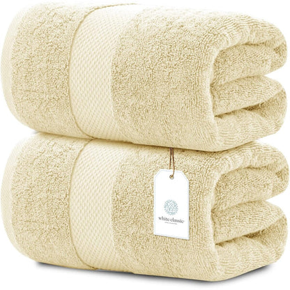 Asciugamano da bagno oversize in cotone di lusso classico bianco 35x70 - Set di 2