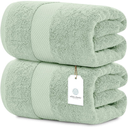 Asciugamano da bagno oversize in cotone di lusso classico bianco 35x70 - Set di 2