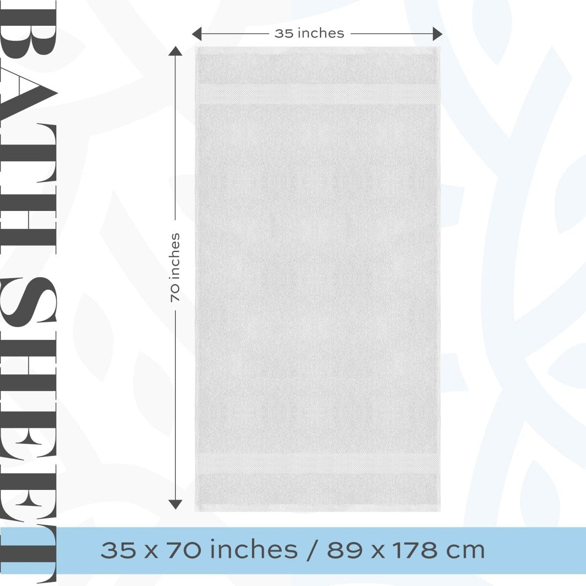 Asciugamano da bagno oversize in cotone di lusso classico bianco 35x70 - Set di 2