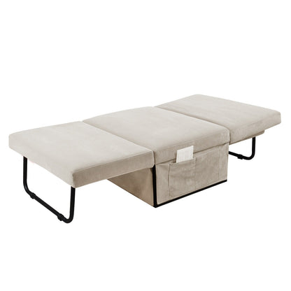 Divano letto singolo convertibile in velluto a coste bianco con schienale reclinabile