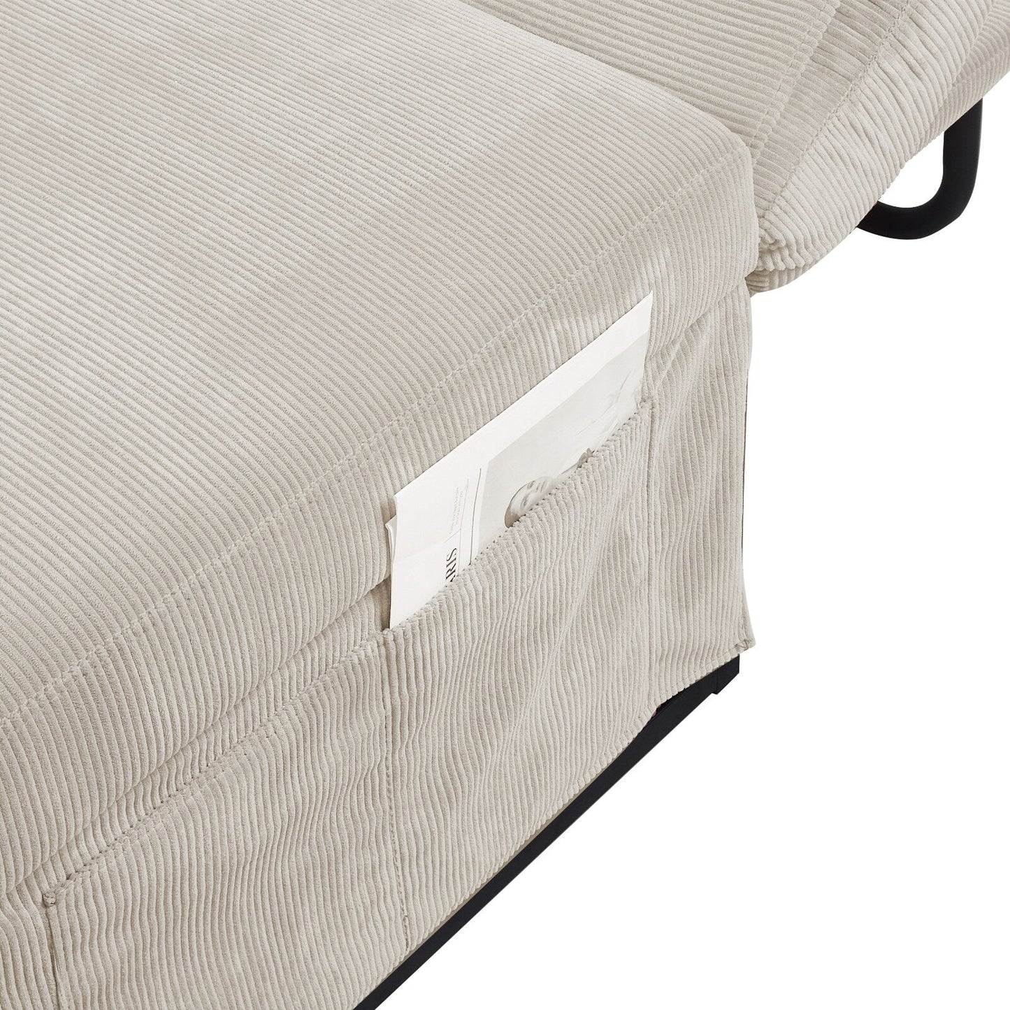 Divano letto singolo convertibile in velluto a coste bianco con schienale reclinabile