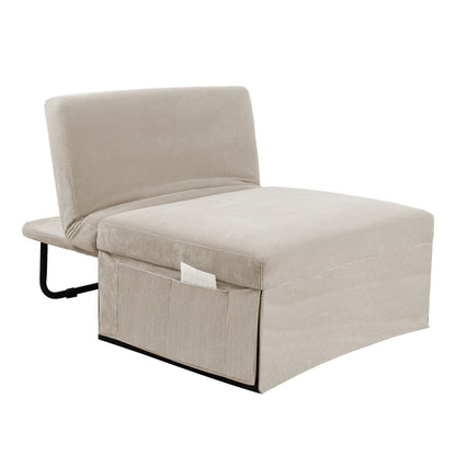 Divano letto singolo convertibile in velluto a coste bianco con schienale reclinabile