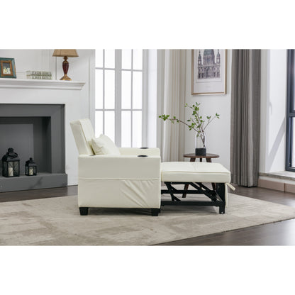 Divano letto convertibile in similpelle bianca con porte USB