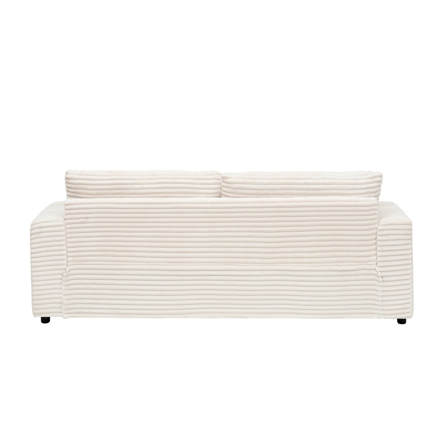 Divano moderno bianco in velluto a coste da 79,3 posti con 4 cuscini coordinati e cuscino a molle individuale per soggiorno