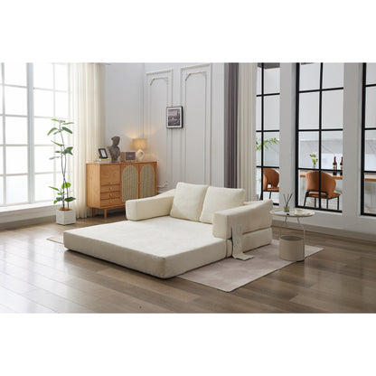 Divano letto trasformabile in ciniglia, moderno e minimalista, bianco, 70,87, con schienale rimovibile per soggiorno