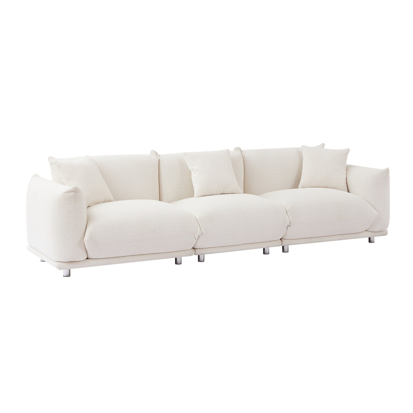 Divano bianco oversize a 3 posti con gambe in metallo