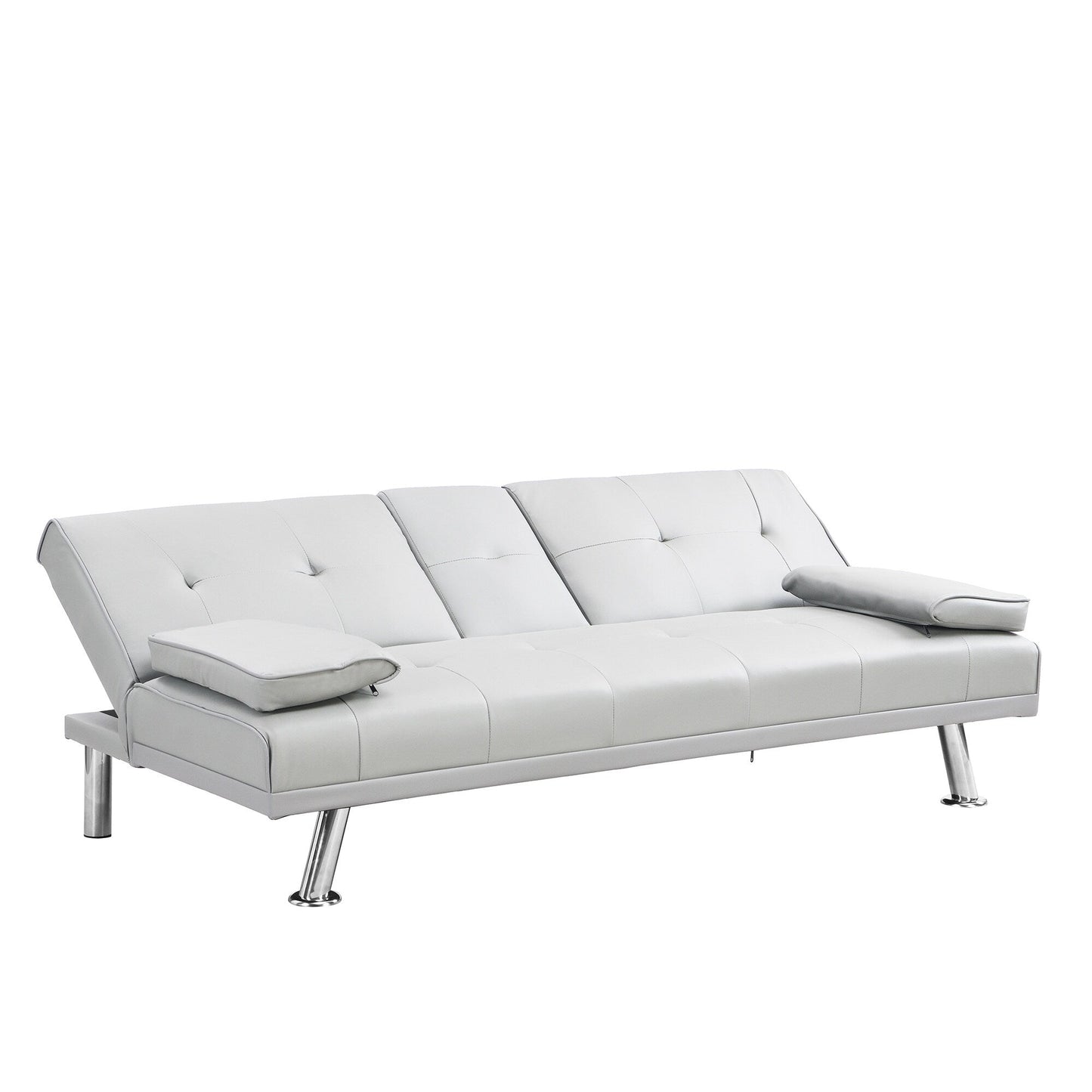 Divano letto a due posti in PVC bianco con struttura in legno