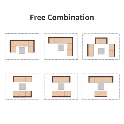 Set di divani componibili imbottiti da esterno in vimini/acciaio da 7 pezzi