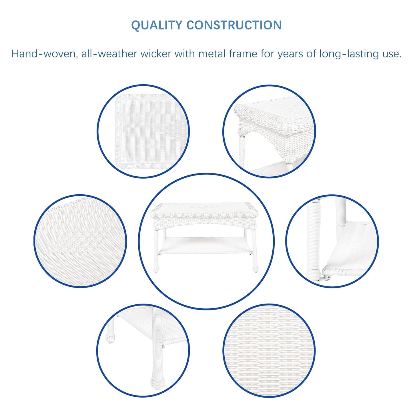 Set da conversazione in vimini da 4 pezzi per patio