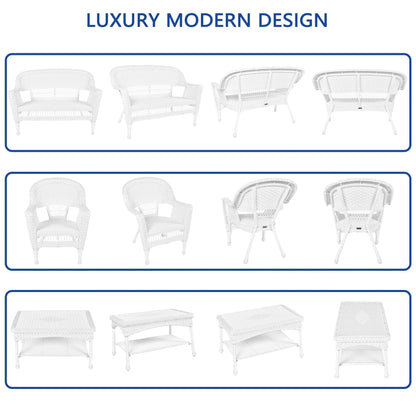 Set da conversazione in vimini da 4 pezzi per patio