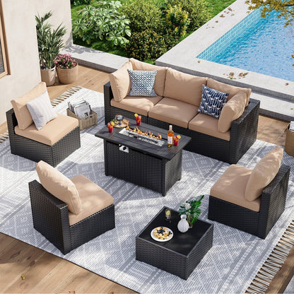 Set di divani componibili in vimini e rattan per patio