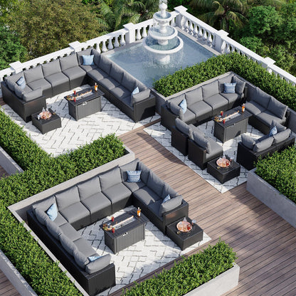 Set di divani componibili in vimini e rattan per patio