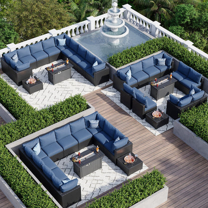 Set di divani componibili in vimini e rattan per patio