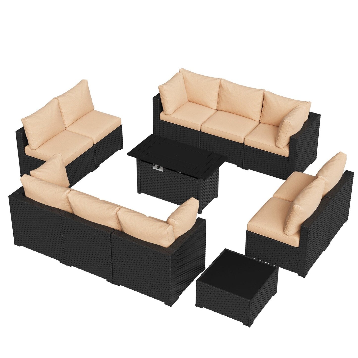 Set di divani componibili in vimini e rattan per patio