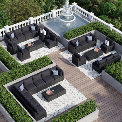 Set di divani componibili in vimini e rattan per patio