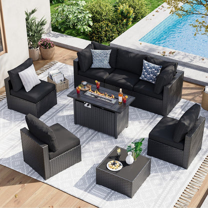 Set di divani componibili in vimini e rattan per patio