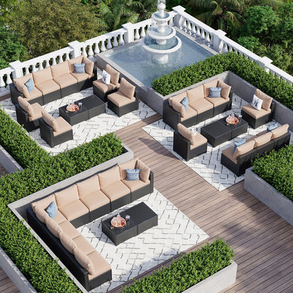 Set di divani componibili in vimini e rattan per patio