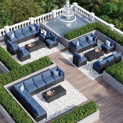 Set di divani componibili in vimini e rattan per patio