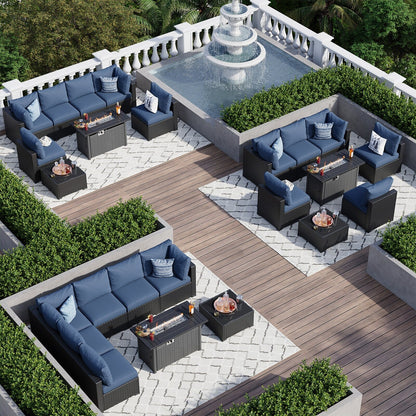 Set di divani componibili in vimini e rattan per patio