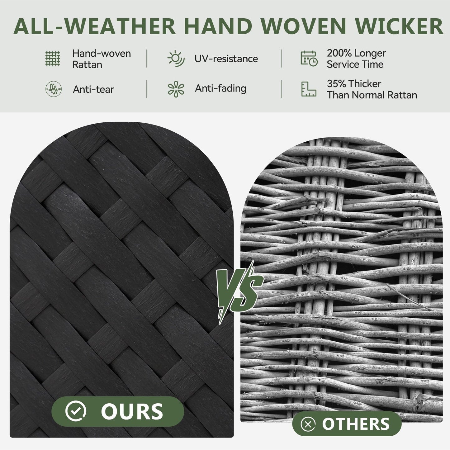 Set di divani componibili in vimini e rattan per patio