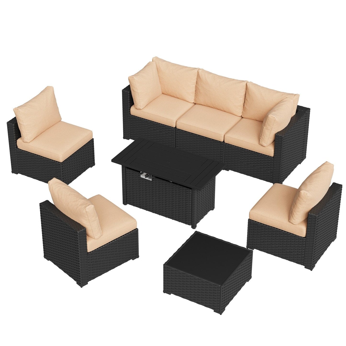 Set di divani componibili in vimini e rattan per patio