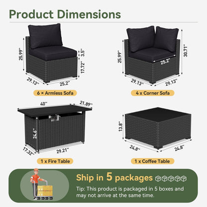 Set di divani componibili in vimini e rattan per patio
