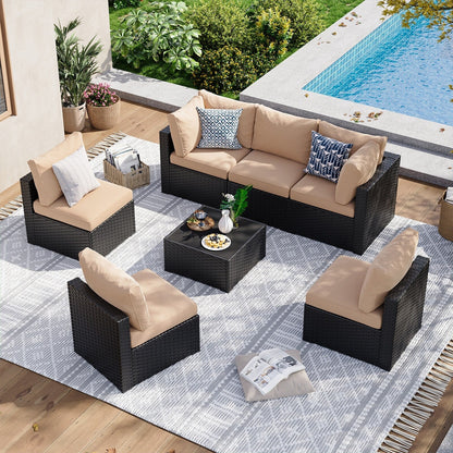 Set di divani componibili in vimini e rattan per patio