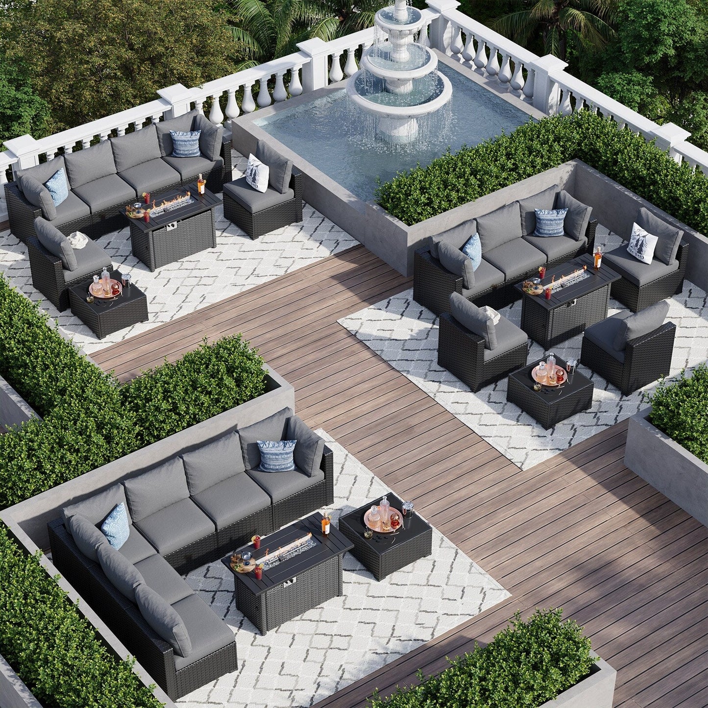 Set di divani componibili in vimini e rattan per patio