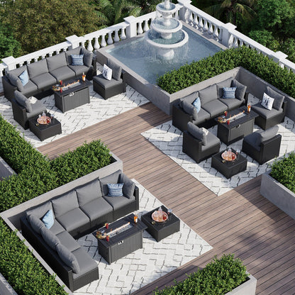 Set di divani componibili in vimini e rattan per patio