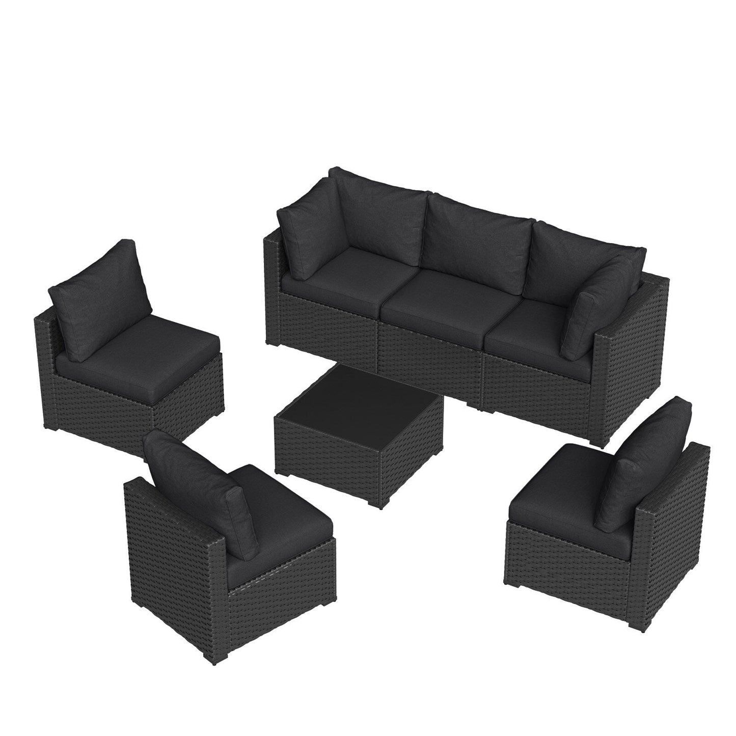 Set di divani componibili in vimini e rattan per patio