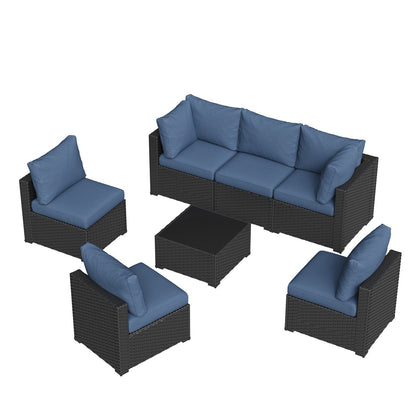 Set di divani componibili in vimini e rattan per patio