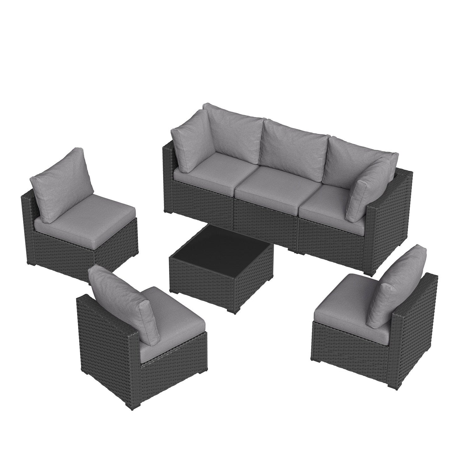 Set di divani componibili in vimini e rattan per patio