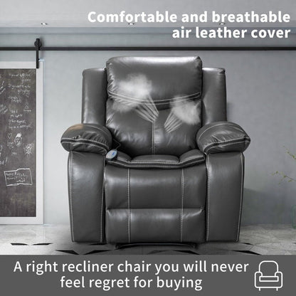 Poltrona reclinabile con seduta ampia e resistente in pelle, massaggiante e riscaldante