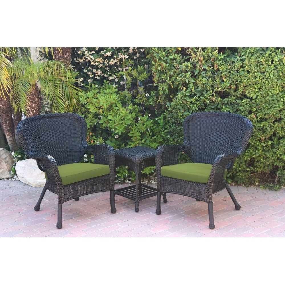 Set di sedie e tavolini in vimini nero Windsor con cuscino per sedia