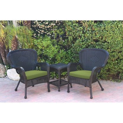 Set di sedie e tavolini in vimini nero Windsor con cuscino per sedia