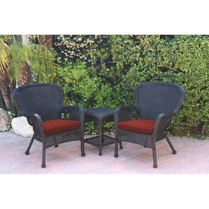 Set di sedie e tavolini in vimini nero Windsor con cuscino per sedia