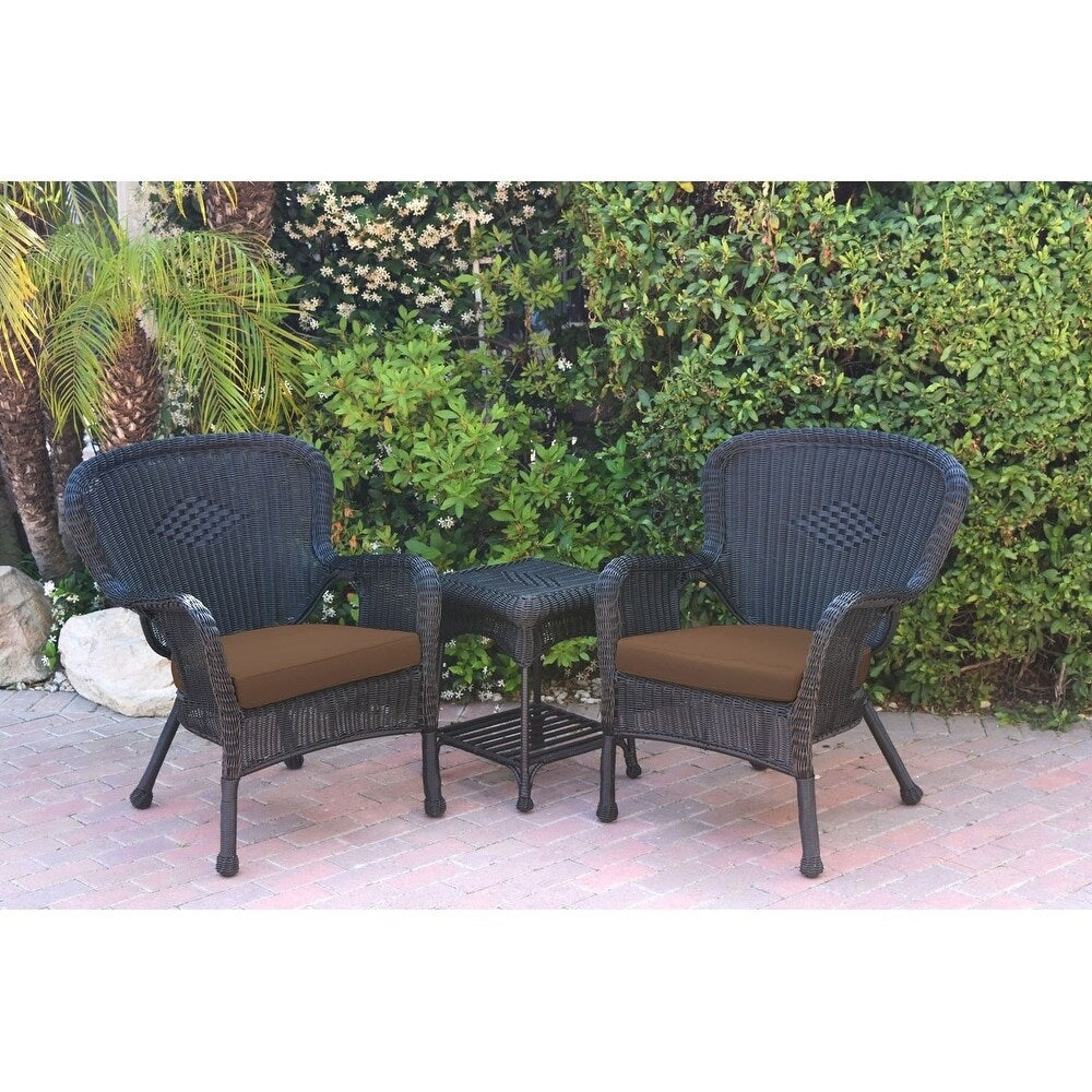 Set di sedie e tavolini in vimini nero Windsor con cuscino per sedia