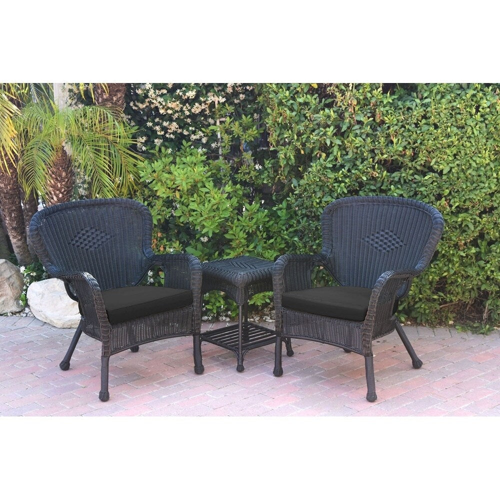 Set di sedie e tavolini in vimini nero Windsor con cuscino per sedia