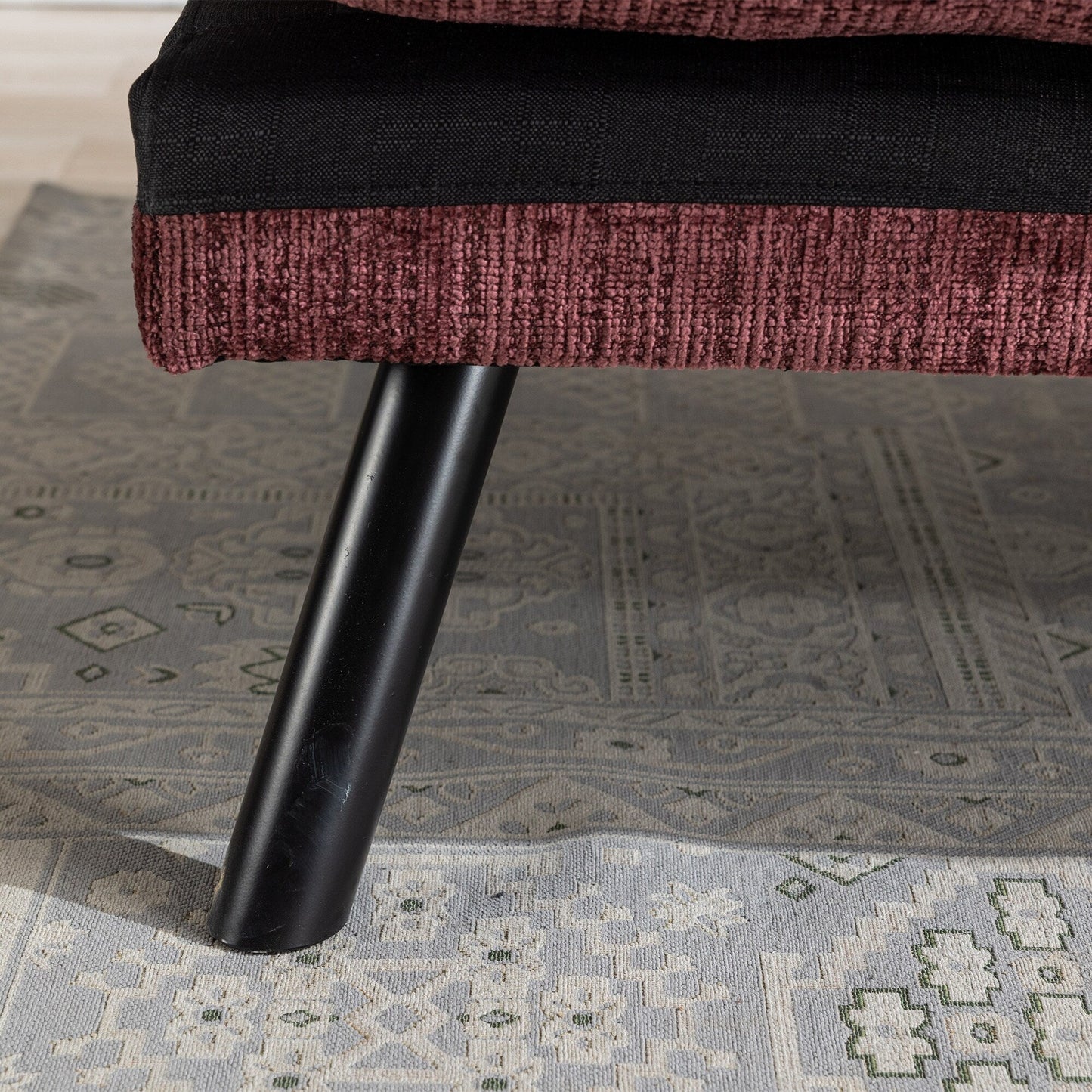 Divano letto futon convertibile in ciniglia rosso vino