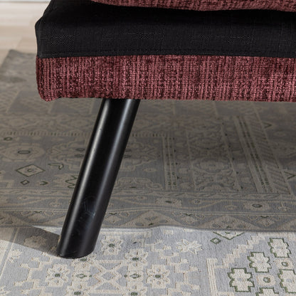Divano letto futon convertibile in ciniglia rosso vino