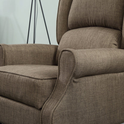 Poltrona reclinabile manuale con schienale alto, in tessuto di lino, con riscaldamento, vibrazione e massaggio, con poggiapiedi regolabile e telecomando cablato.